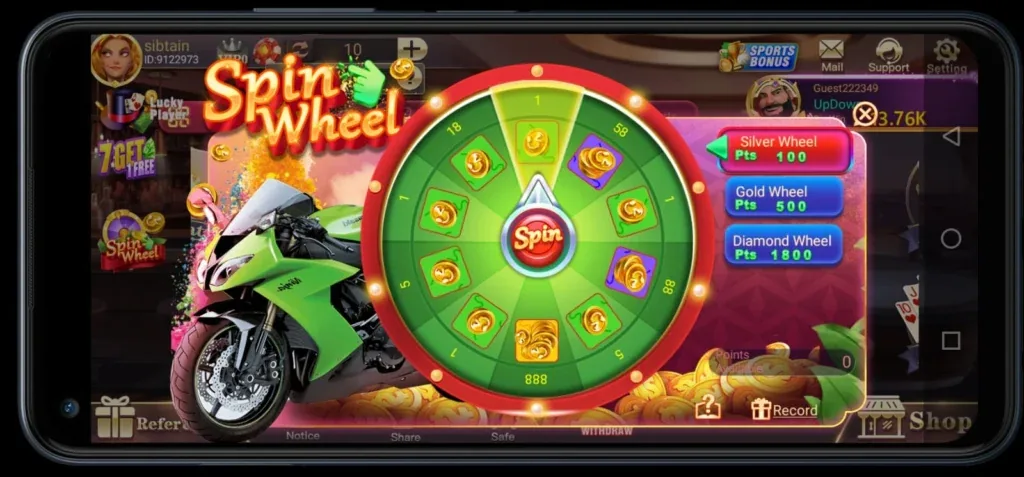 3 Patti Blue Spin Wheel with Silver, Gold and Diamond rewards